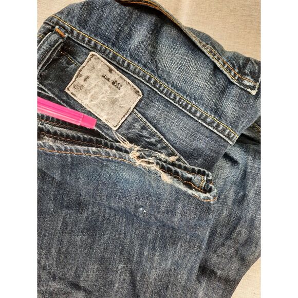 BOSS HUGO BOSS Men 36X32 Acid Wash Relaxed Fit‎ Navy Blue Denim Jeans - Picture 7 of 8